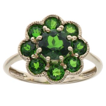9ct Yellow Gold Diopside Cluster Ring