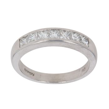 Platinum 0.65ct Princess Cut Diamond Half Eternity Ring