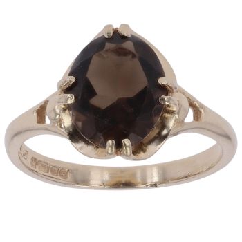 9ct Yellow Gold Smoky Quartz Solitaire Ring
