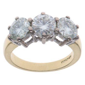 18ct Yellow Gold Moissanite Three Stone Ring