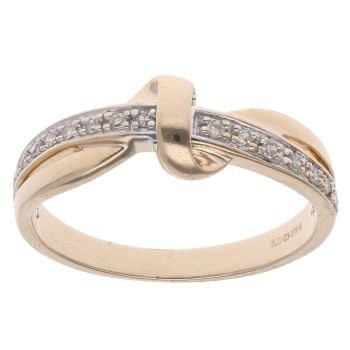 9ct Yellow Gold 0.10ct Diamond Crossover Ring