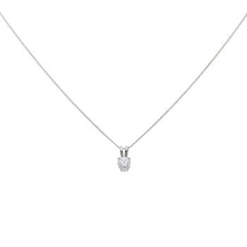 18ct White Gold 0.35ct Brilliant Cut Diamond Solitaire Pendant And Chain 18"