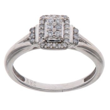 9ct White Gold 0.16ct Diamond Cluster Ring