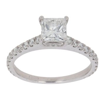 18ct White Gold 1.50ct Princess and Brilliant Cut Diamond Solitaire Ring