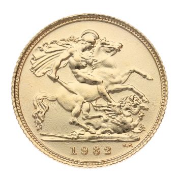 1982 Elizabeth II Decimal Portrait UK Half Sovereign Coin