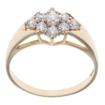 9ct Yellow Gold Cubic Zirconia Cluster Ring