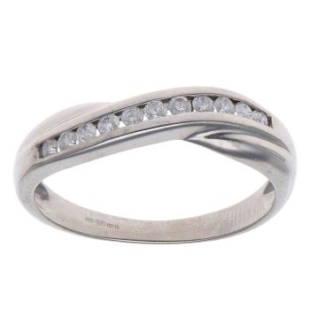 9ct White Gold 0.25ct Brilliant Cut Diamond Crossover Ring