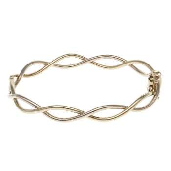 9ct Yellow Gold Crossover Hinged Bangle