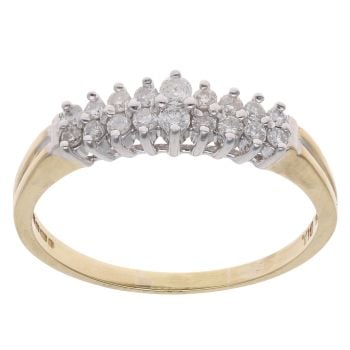 18ct Yellow Gold 0.33ct Diamond Two Row Fancy Ring