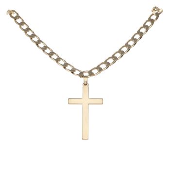 9ct Yellow Gold Cross Pendant and Chain 22"
