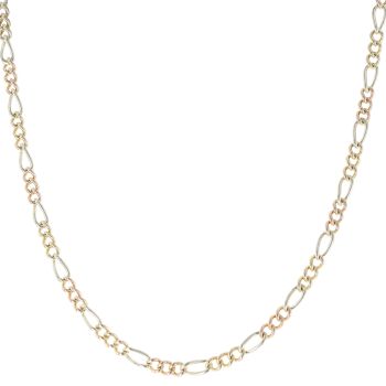 9ct Yellow and White Gold Figaro Chain 20"