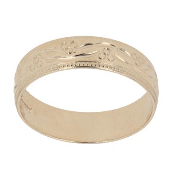 9ct Yellow Gold 4.7mm Patterrned Wedding Band