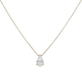 9ct Yellow Gold 1.00ct Pear Cut Lab Grown Diamond Solitaire Pendant and Chain 18"