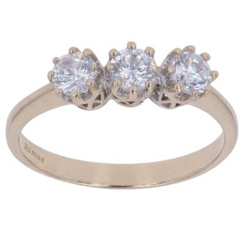 9ct Yellow Gold Cubic Zirconia Three Stone Ring
