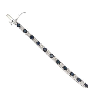 9ct White Gold 0.24ct Diamond and Sapphire Tennis Bracelet 7"