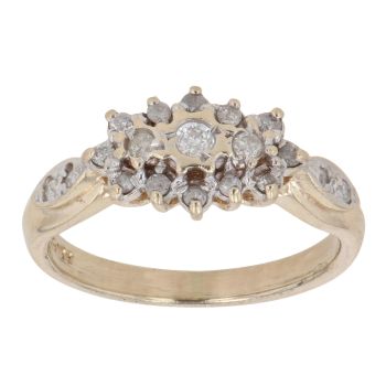 9ct Yellow Gold 0.25ct Brilliant Cut Diamond Cluster Ring