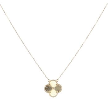 18ct Yellow Gold Fancy Clover Pendant and Chain 18"