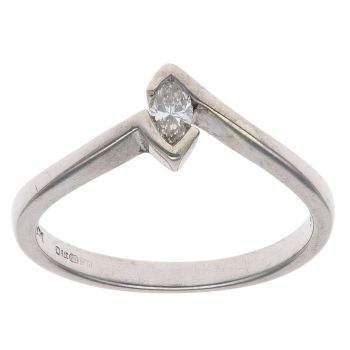 9ct White Gold 0.15ct Marquise Cut Diamond Solitaire Ring