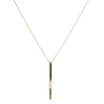 18ct Yellow Gold 0.12ct Brilliant Cut Diamond Bar Pendant And Chain 20"