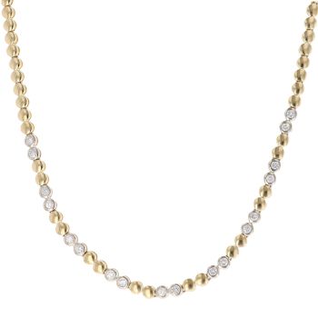 18ct Yellow and White Gold 0.90ct Brilliant Cut Diamond Necklace 20"