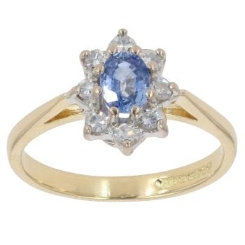 18ct Yellow Gold 0.15ct Diamond and Sapphire Cluster Ring