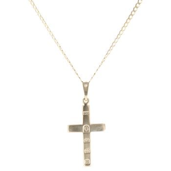 9ct Yellow Gold 0.01ct Diamond Cross and Chain 18"