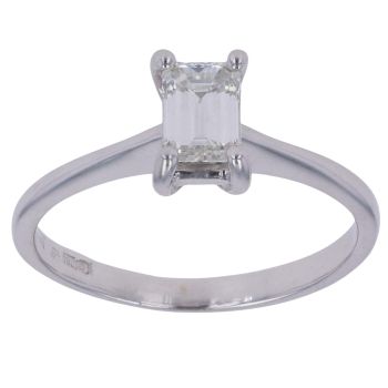 18ct White Gold 0.45ct Emerald Cut Diamond Solitaire Ring