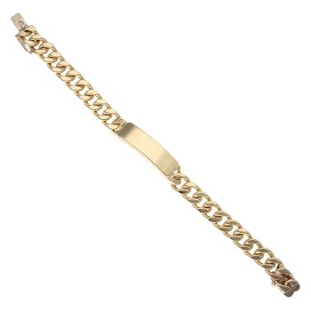 9ct Yellow Gold Curb ID Bracelet 8"
