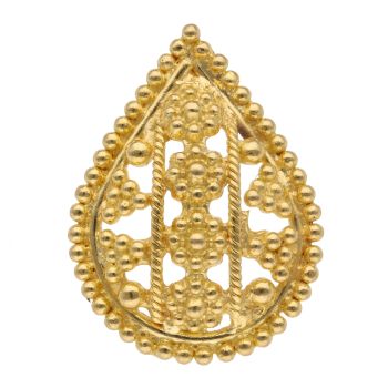 22ct Yellow Gold Patterned Pear Shape Nose Stud