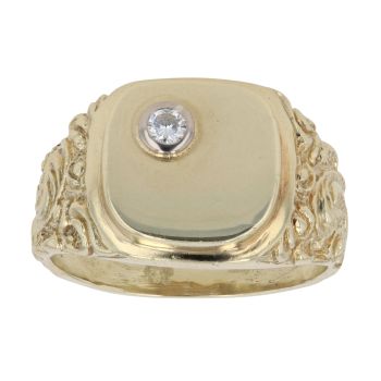 9ct Yellow Gold 0.10ct Diamond Signet Ring