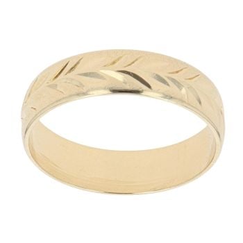 18ct Yellow Gold Patterned Wedding Band 4.9mm