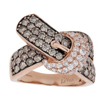 14ct Rose Gold 1.50ct Brilliant Cut Brown and Colourless Diamond Buckle Ring