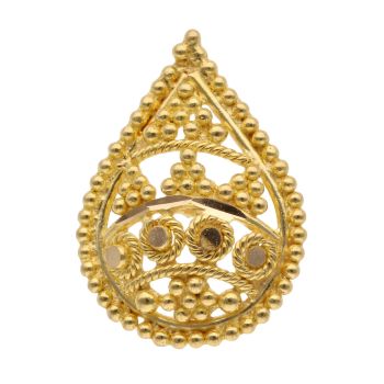 22ct Yellow Gold Patterned Pear Shape Nose Stud