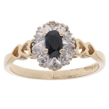 9ct Yellow Gold 0.05ct Diamond and Sapphire Cluster Ring