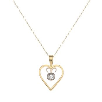18ct Yellow Gold 0.65ct Brilliant Cut Diamond Heart Pendant And Chain 18"