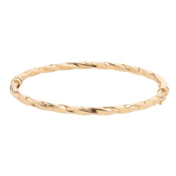 9ct Yellow Gold Twist Patterned Hinged Bangle