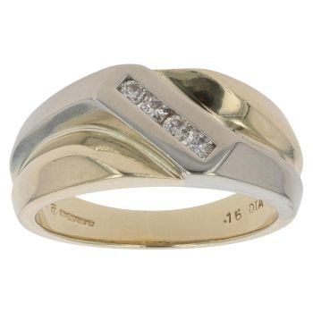 9ct Yellow and White Gold 0.16ct Diamond Signet Ring