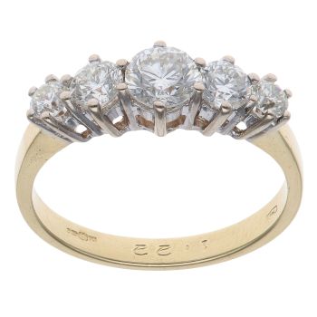 18ct Yellow Gold 1.22ct Brilliant Cut Diamond Five Stone Ring