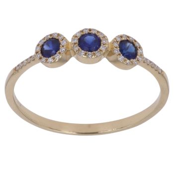 18ct Yellow Gold 0.20ct Diamond and Sapphire Cluster Ring