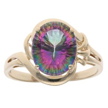 9ct Yellow Gold Mystic Topaz Solitaire Ring