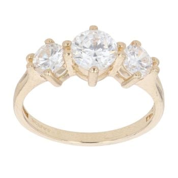 14ct Yellow Gold Cubic Zirconia Three Stone Ring