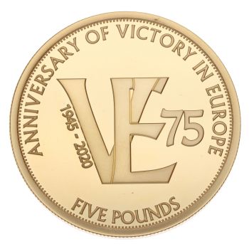 2020 The 75th Anniversary of VE Day 5 Pounds Tristan Da Cunha Coin Boxed with Proof