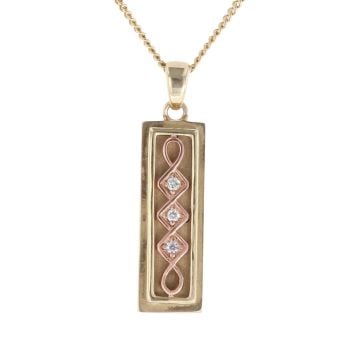 9ct Yellow Gold 0.06ct Diamond Clogau Pendant and Chain 18"