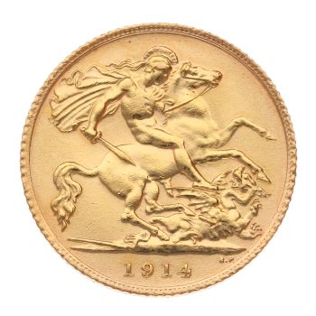 1914 George V Large Head UK Half Sovereign Coin