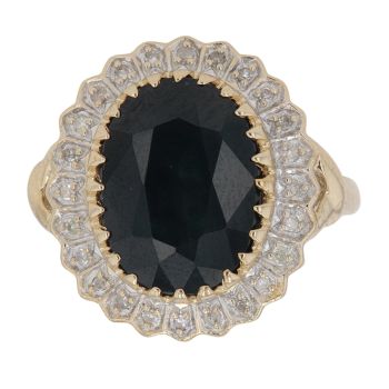 9ct Yellow Gold 0.12ct Diamond and Sapphire Cluster Ring