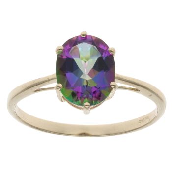 9ct Yellow Gold Mystic Topaz Single Stone Ring
