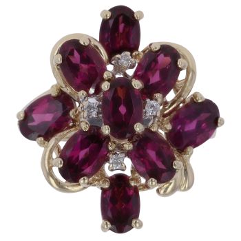 9ct Yellow Gold 0.04ct Diamond and Purple Garnet Fancy Ring