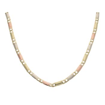 14ct Yellow, White And Rose Gold Fancy Chain 18"