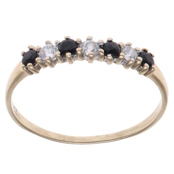 9ct Yellow Gold Sapphire and Cubic Zirconia Eternity Ring