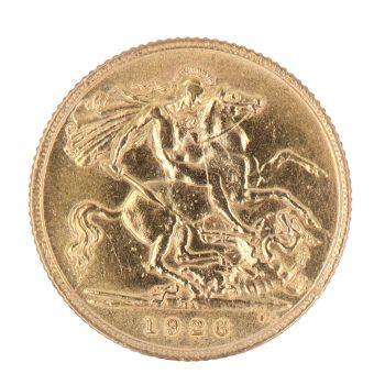 1926 George V Large Head South Africa Half Sovereign Coin